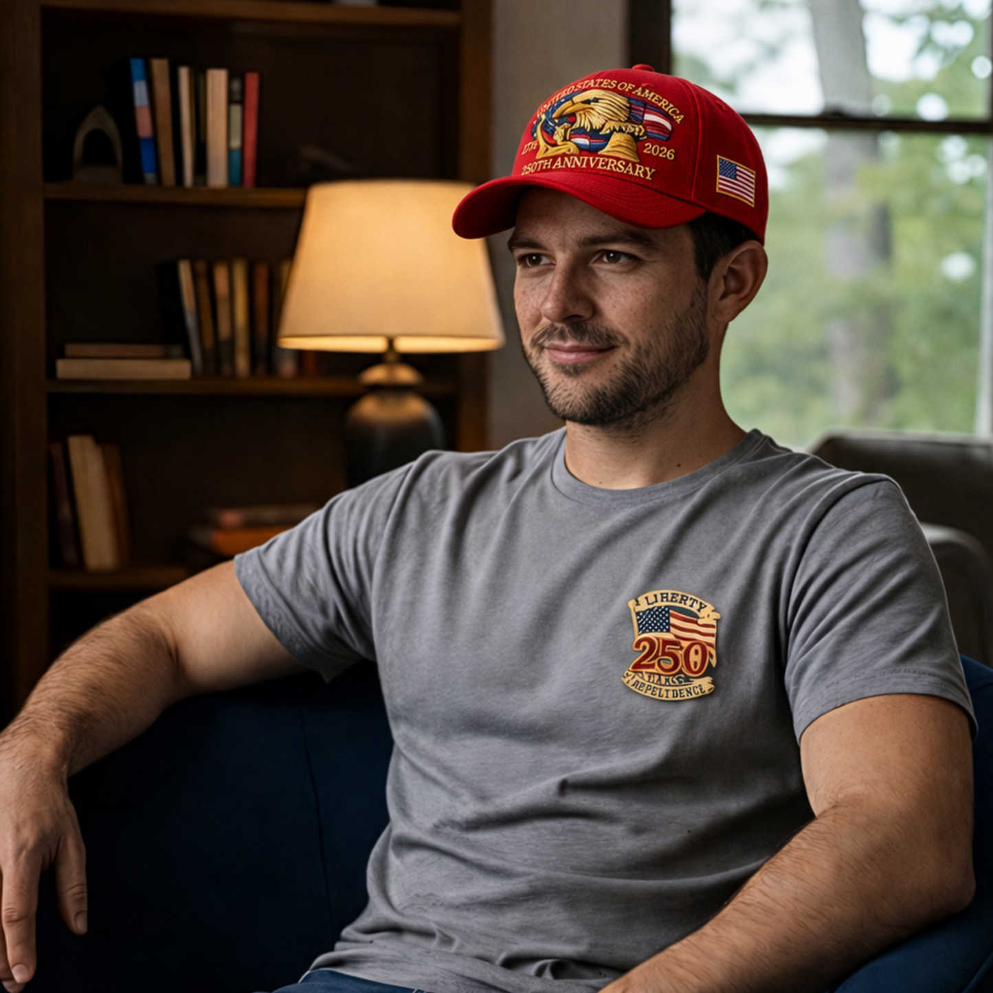 USA 250th Anniversary Hat – Liberty Badge Baseball Cap