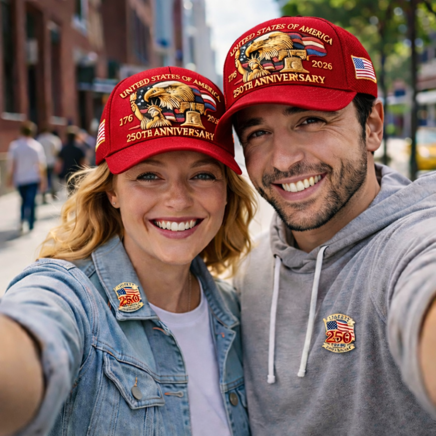 USA 250th Anniversary Hat – Liberty Badge Baseball Cap