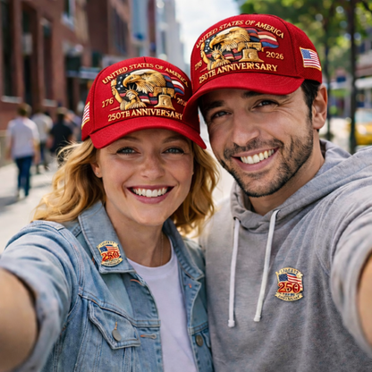 USA 250th Anniversary Hat – Liberty Badge Baseball Cap