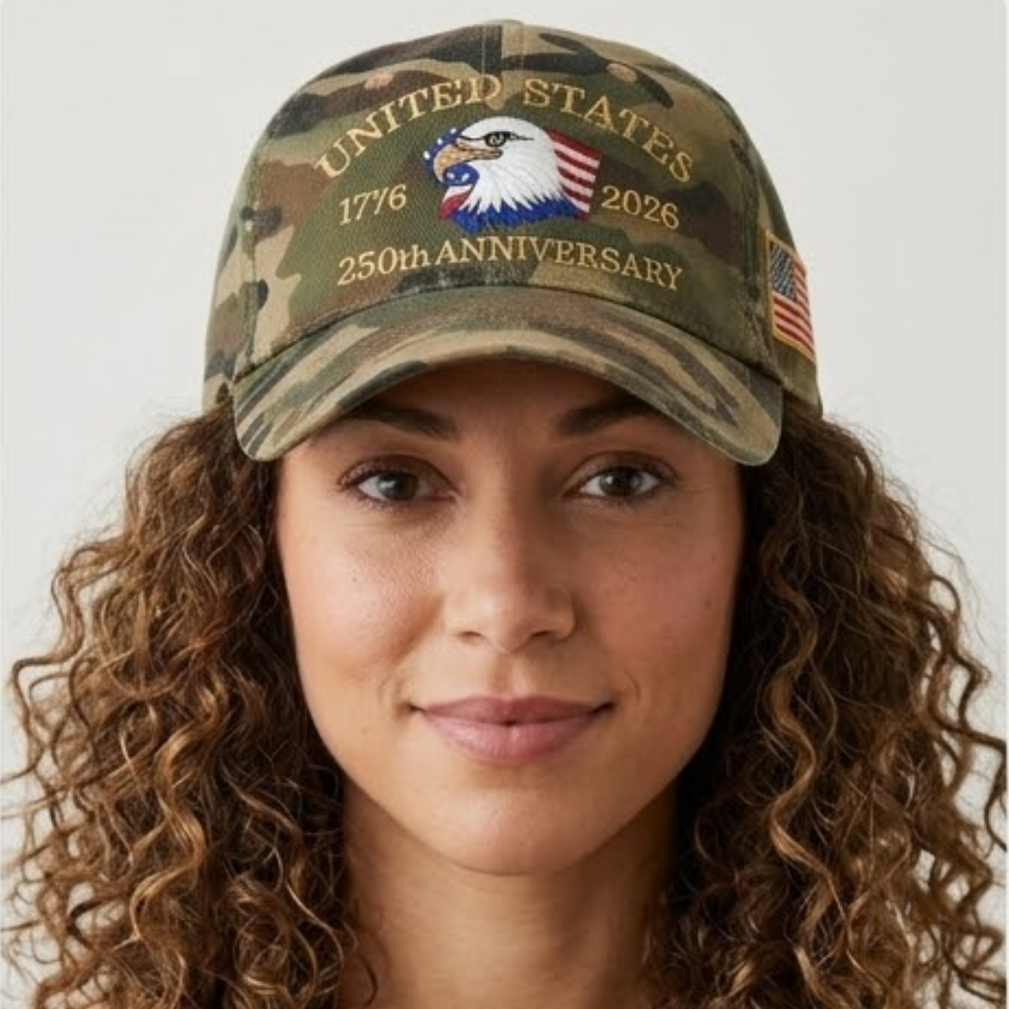 USA 250th Year Anniversary Patriotic Cameo Cap With Liberty Badge