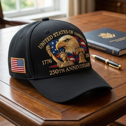 USA 250 Year Anniversary Patriotic Cap (Black)