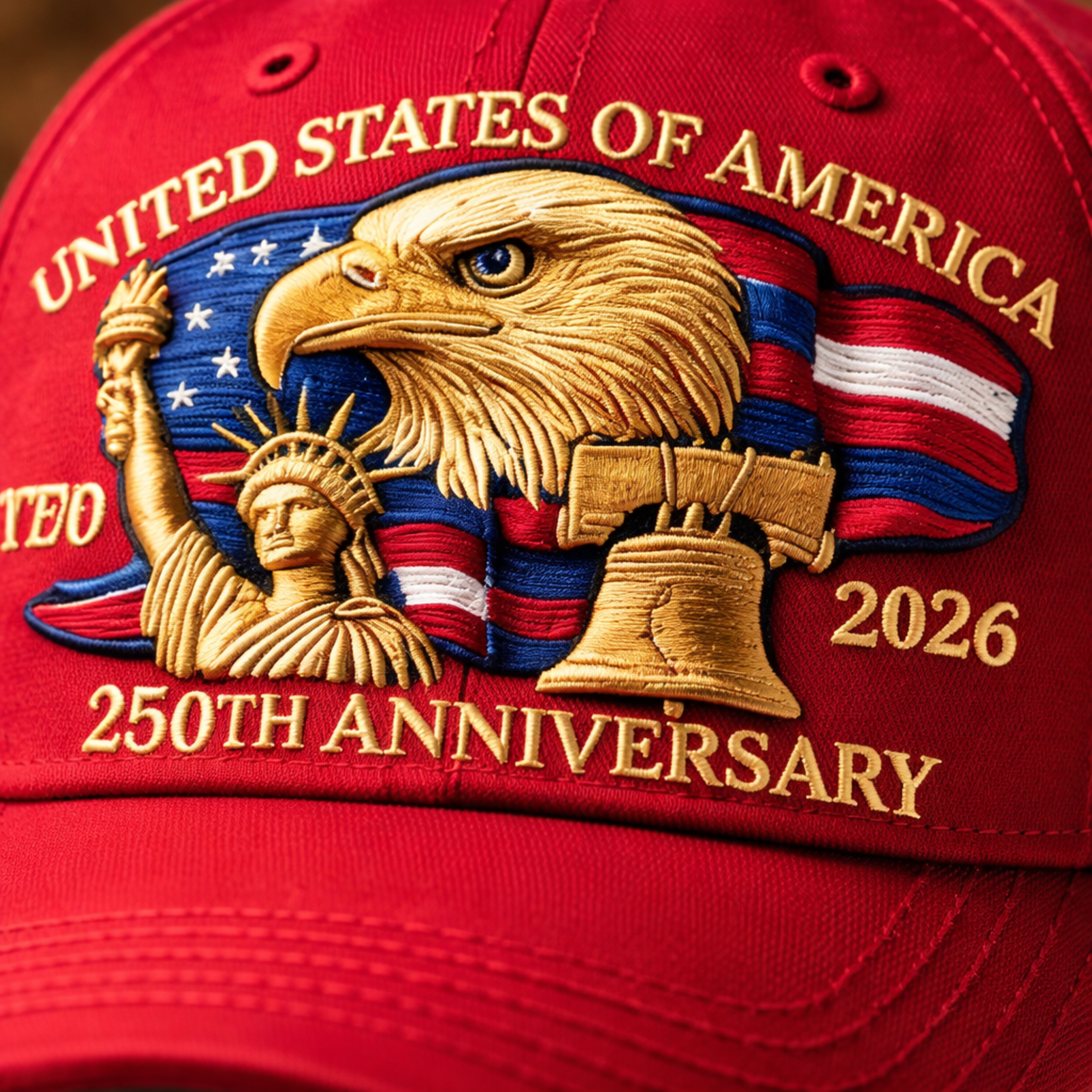 USA 250th Anniversary Hat – Liberty Badge Baseball Cap
