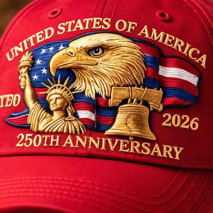 USA 250th Anniversary Hat – Liberty Badge Baseball Cap