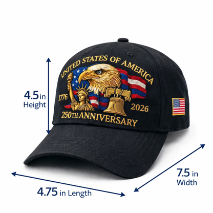 USA 250 Year Anniversary Patriotic Cap (Black)