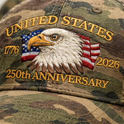 USA 250th Year Anniversary Patriotic Cameo Cap With Liberty Badge