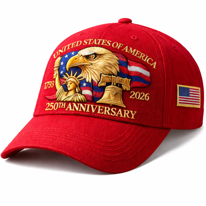 USA 250th Anniversary Hat – Liberty Badge Baseball Cap
