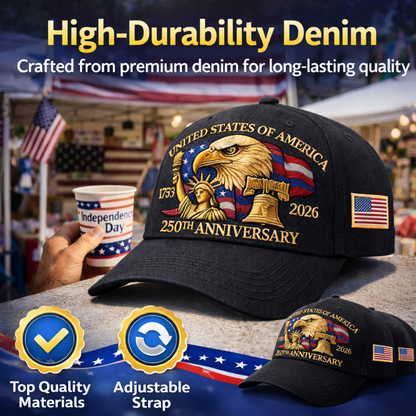 USA 250 Year Anniversary Patriotic Cap (Black)