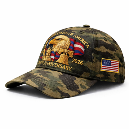 USA 250th Year Anniversary Patriotic Cameo Cap With Liberty Badge
