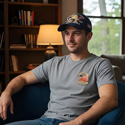 USA 250th Anniversary Hat – Liberty Badge Baseball Cap (Blue)