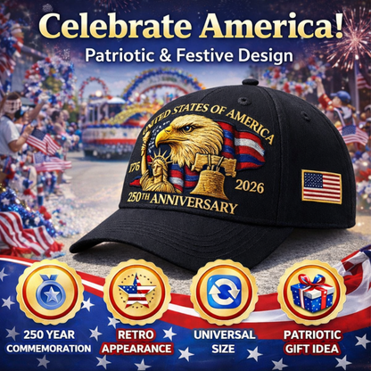 USA 250 Year Anniversary Patriotic Cap (Black)