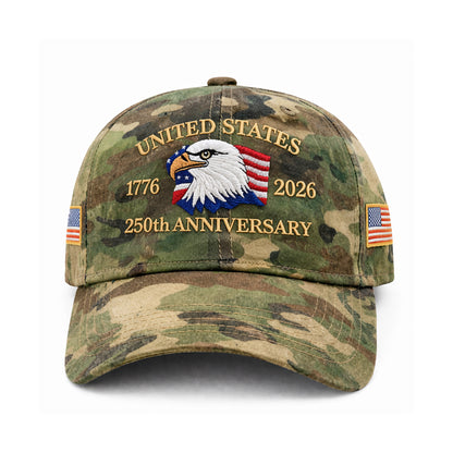 USA 250th Year Anniversary Patriotic Cameo Cap With Liberty Badge