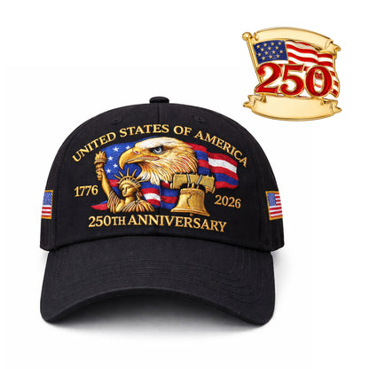 USA 250 Year Anniversary Patriotic Cap (Black)