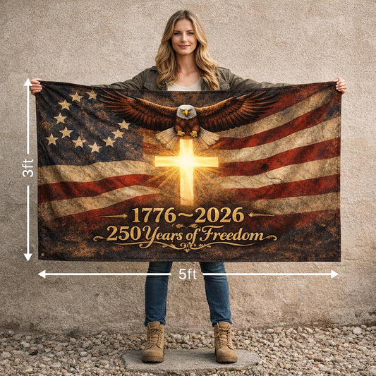 America 250th Anniversary Flag 1776-2026 – 3x5 Ft Polyester Cross