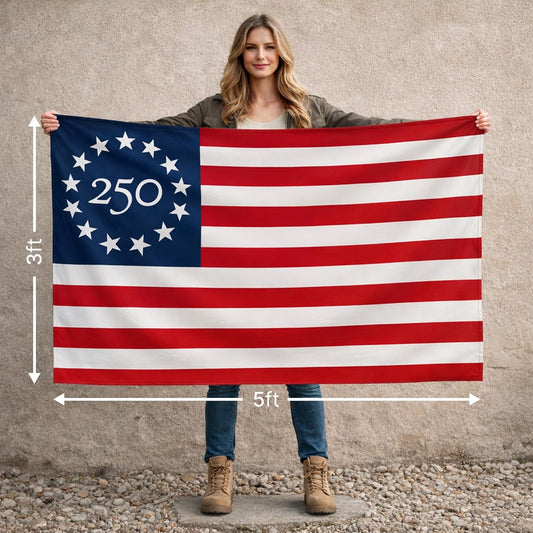 USA 250th Anniversary Flag 3x5 Ft With Embroided Nylon Fabric