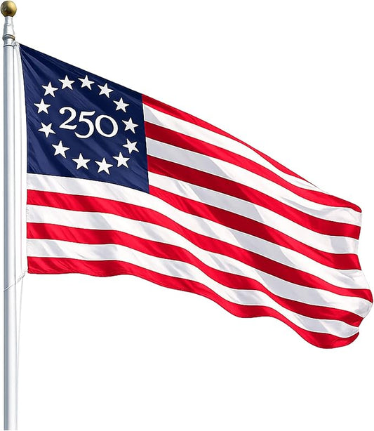 USA 250th Anniversary Flag 3x5 Ft With Embroided Nylon Fabric